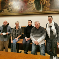 BA-Fraktion der SPD im großen Rathaussaal (Hermann Wilhelm, Nina Reitz, Nicole Meyer, Heinz-Peter Meyer, Lena Sterzer)