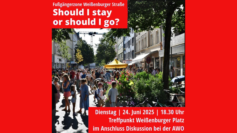 Banner mit Foto vom Beginn des Verkehrsversuchs Wißenburger Stra0e (© Peter Martl)